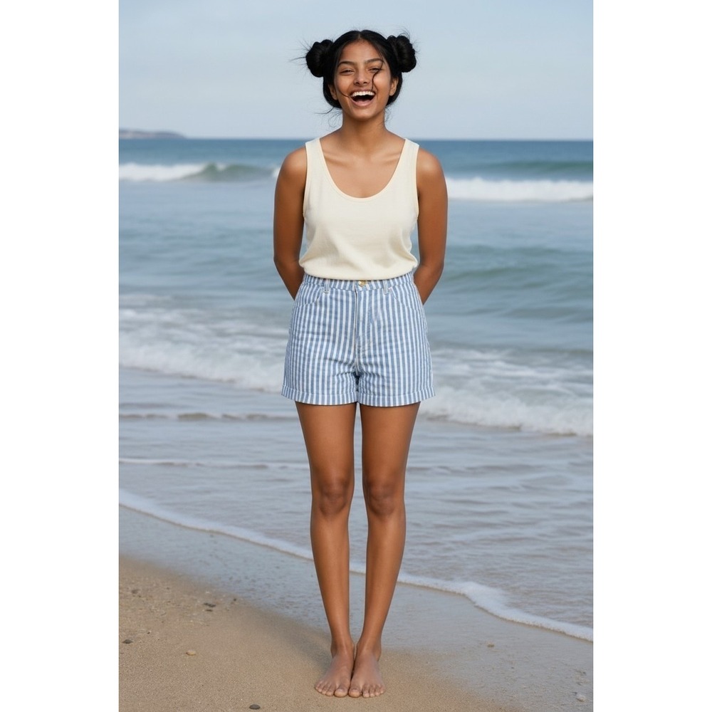 Stella Parker Collection‎ Blue White Striped Shorts Size 10